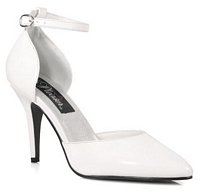C-Vanity-402 White Leather Strapped Wrap Around Pump