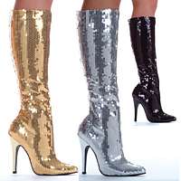 511-Tin Sexy Stiletto Sequin Covered Boots